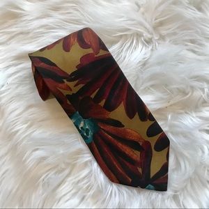 Pierre Balmain 100% Silk Yellow Orange Floral Tie